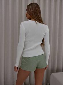 MUSERA Ribbed Open Button Down Side Long Sleeve Sweater Top Cute Classy Sexy Streetwear Fall Autumn Night Out Winter Party