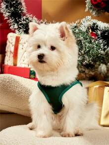 PETSIN 1件宠物圣诞老人“Ho Ho Ho”可爱图案印花绿色狗狗背心 - 綠色 - 查看 5