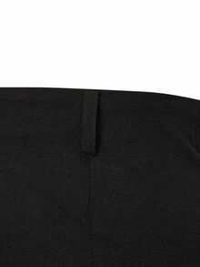 Sunspun Plus Zip Up Ruched Buckle Detail Split Thigh Skirt Maxi Women Outfit - Black - View 4