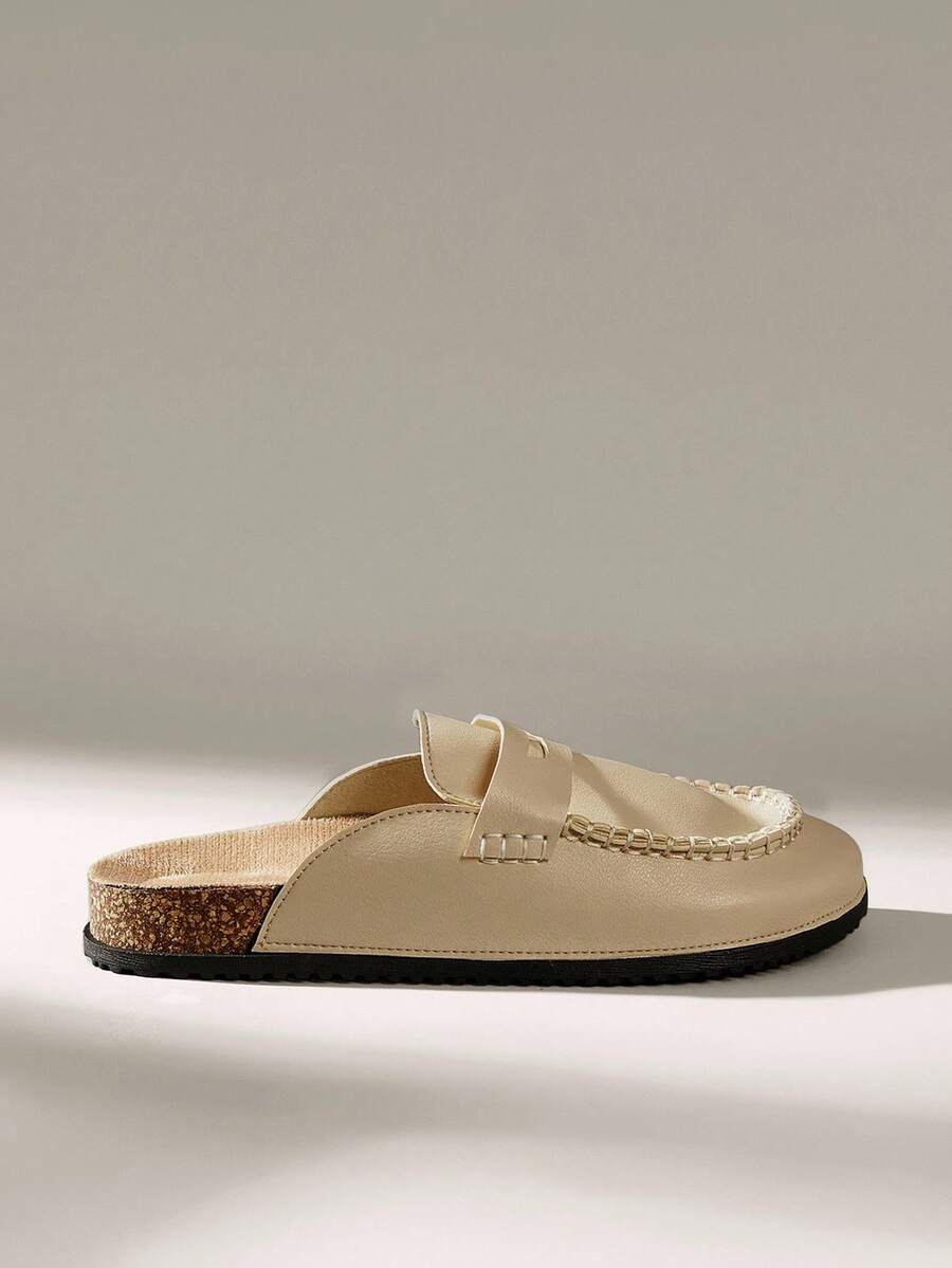 Solecia Sepatu Flat Wanita Ujung Bulat dengan Tali, Nyaman untuk Sehari-hari, Pesta, Perjalanan, Modis Serbaguna - Khaki - View 1
