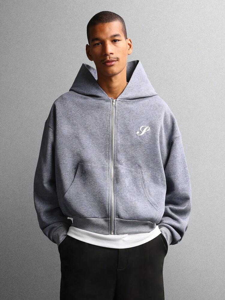 Sudadera con capucha y cremallera completa con bolsillos divididos