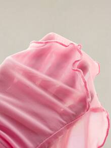 SHEIN ICON 女式褶饰前开襟性感网眼拼接盖袖露背休闲度假短款背心