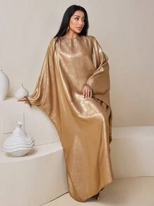 Veilorie 女士优雅节日派对阿拉伯长袍 - 金色 - 查看 7