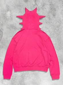 ROMWE MEN Street Life Men's Skeleton Antennae Print Sweatshirt - Hot Pink - View 2