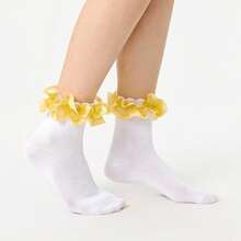 ROMWE Kawaii Women Crew Socks - White - View 1