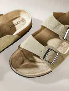 Solecia Men's Adjustable Buckle Design Casual Flat Sandals - Khaki - View 5