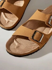 Solecia 时尚双带休闲防滑拖鞋，配有可调节双扣和软木鞋底，舒适的夏季一脚蹬凉鞋，适合男女日常穿着、海滩、度假、散步 - 摩卡棕 - 查看 5