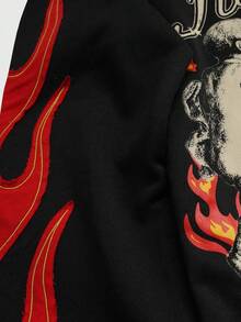 ROMWE MEN Street Life Embroidered Angels Distressed Long Sleeve T-Shirt For Men, Fall - Black - View 7