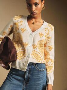 Poéselle Cardigan lavorato a maglia elegante, retrò e romantico, versatile e minimale, da donna - Bianco - Visualizzare 7