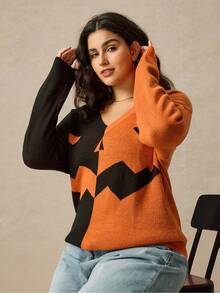 SHEIN Halloween Plus Size Sweaters - Multicolor - View 6