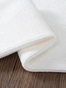 SHEIN Vintaside Kids 女嬰針織長褲 秋冬舒適棕色喇叭褲 時尚簡約百搭優雅 適合日常穿著與旅行 - 白色 - 查看 6