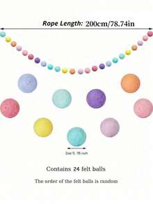 Vòng hoa trang trí hình quả cầu bông màu macaron cao 1,96 mét với 24 quả cầu bông và dây treo màu pastel dài 5 mét, thích hợp dùng làm phông nền cổng cưới, trang trí tường, tiệc sinh nhật, Giáng sinh, Lễ Phục sinh và các dịp lễ gia đình. - Nhiều màu - Xem 8