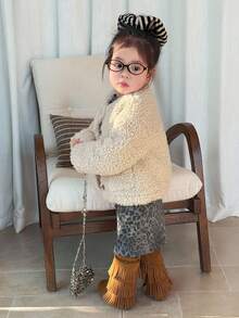 DAZY 女童纯色羊毛长袖夹克，秋冬舒适穿着