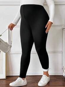 SHEIN 加大码孕妇裤，纯色，休闲，舒适，有弹性，修身