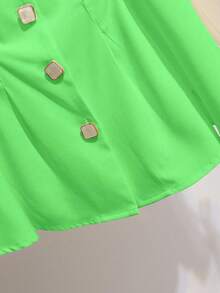 Franclia 女式休闲系带V领收腰中袖衬衫 - 綠色 - 查看 4
