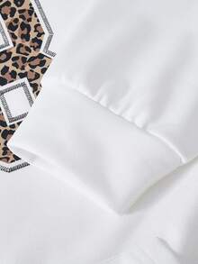 SHEIN Explorewe 秋冬季少女宽松休闲印花撞色卫衣，适合日常、通勤、休闲、度假、朋友聚会等场合。 - 白色 - 查看 5