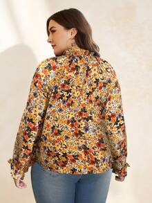 SHEIN Clasi 大码女式全身印花宽松休闲长袖衬衫 - 彩色 - 查看 2