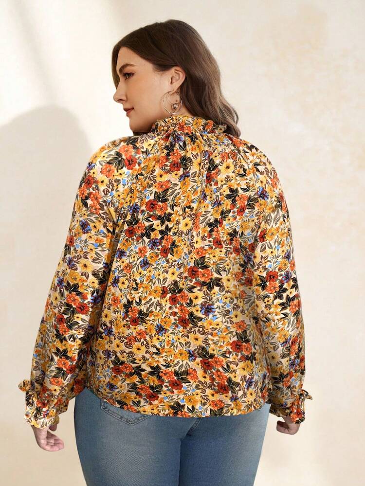 SHEIN Clasi 大码女式全身印花宽松休闲长袖衬衫 - 彩色 - 查看 2