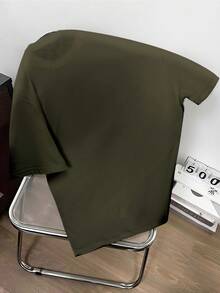 Claim Dot 男士圆领短袖印花休闲T恤，日常穿着，绿色男士T恤，深绿色图案衬衫，绿色衬衫，男士橄榄绿T恤 - 軍綠色 - 查看 2