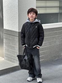 Mirajuku 男童钻石纹长袖棉衣，秋冬