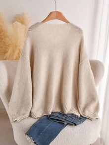 CosyJoli Große Größen Damen Herz gestrickter Cardigan, französisch elegante Mode Herbst/Winter Strickjacke - Verschiedenfarbig - Übersicht 2