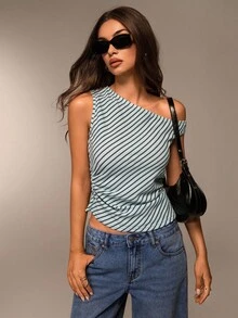 SHEIN Forever 21 Summer Women Prom/Formal/Beach/Vacation/Cute/Western Wear/Business Casual/Elegant/Birthday/Going Out/Club/Office Outfits/Festival/Rave/Work Clothes/Classy/Country Concert/Brunch/Cruise/Old Money/Airport/Modest/Church/Fairycore/Coquette/Tea Party/Y2k/Streetwear/2000s/Disco/Spring Break/Graduation/Wedding Guest/Cocktail/Vintage/Bodycon/Resort/Coachella/Fitted/Top Asymmetrical Top One Shoulder Top Striped Top