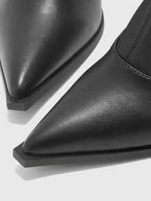 CUCCOO BIZCHIC Botas altas de tacón alto y puntera estrecha con estiramiento para uso diario - Negro - Ver 7