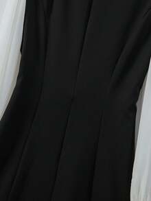 Franclia Damen elegantes, minimalistisches Farbblock-Kleid mit Strass-Verzierung