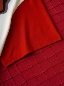 SCOOBY-DOO X SHEIN 大码女式休闲圣诞可爱卡通狗和字母印花撞色落肩宽松T恤 - 彩色 - 查看 7