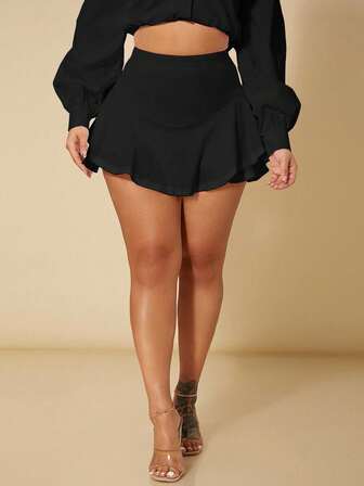 Falda pantalón con volantes de cintura alta y estilo sexy para el verano