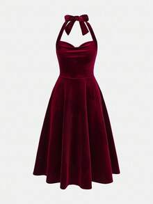 Girlism Váy trang trí nơ đỏ, thanh lịch cho các bữa tiệc - dành cho bé gái tuổi teen - Màu Đỏ Sâu - Xem 5