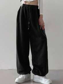 DAZY Women's Elastic Waist Solid Color Casual Loose Fit Drawstring Sweatpants Fall Women Joggers