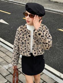 Tween Girls Fashionable Cute Printed Fleece Coat Fall Winter - White - View 2