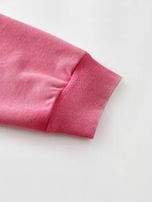 ROMWE MEN Betty Boop | ROMWE Spring Casual Graphic Pink Men'S Fall Figure Graphic Washed Loose Fit Hoodie, Long Sleeve Top - Hot Pink - View 3