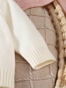 Baby Mädchen gestrickter Rundhals Langarm Pullover, Beige, vielseitig für Herbst/Winter, geeignet für Schule, Zuhause, Alltag, Ausflüge und Reisen