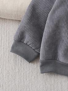 SHEIN 男婴休闲翻盖口袋保暖外套，适合秋冬季节穿着 - 灰色 - 查看 6