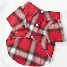 PETSIN 圣诞红白格子宠物衬衫