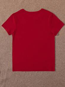 Weihnachten Frauen Lässig Stylish Cartoon Süßer Schneemann Weihnachtsbaum Muster Weihnachtsbaum Kreatives Slogan Grafik Kurzarm T-Shirt Grafik Tops Frauen - Bordeaux - Übersicht 2