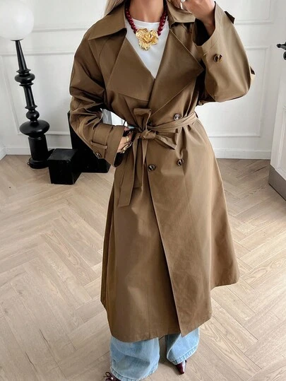 Livesso 女士宽松休闲都市风长款防风外套，秋冬女式大衣