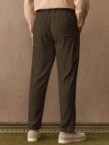 Manfinity NXTstreet Men's Casual Tapered Woven Suit Pants, Old Money - Olive Green - View 4