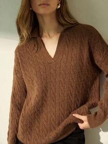 Aveloria Modichic Áo len chui đầu tối giản màu trơn dành cho nữ, mặc hàng ngày - Cà phê nâu - Xem 1
