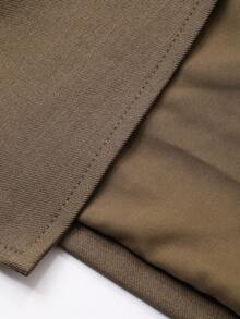 DAZY 女士裹身领系带后腰常规款西装外套 秋冬商务装 - 卡其色 - 查看 7