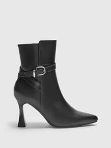 CUCCOO BIZCHIC 女士时尚百搭通勤高跟踝靴 - 黑色 - 查看 2