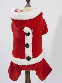 PETSIN 宠物铃铛、圣诞礼服、节日狗狗礼服、四脚裤 - 紅色 - 查看 2