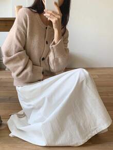 DAZY Women's Solid Color Elegant Korean Style Long Sleeve Cardigan, Autumn/Winter