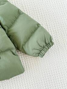 SHEIN Áo khoác dày dặn giữ nhiệt màu xanh lá cây có mũ cho bé trai, kiểu dáng thường ngày ấm áp, thích hợp cho cả nam và nữ, mùa đông. - Nhiều màu - Xem 7