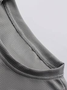 Manfinity Homme Men's Solid Color Crew Neck Short Sleeve Casual Matching Top And Pants Set Men Two Piece Set Men Summer Outfit Men Casual Set Men Co Ord Set Grey Men Outfit, Cozy Outfits - Light Grey - View 5