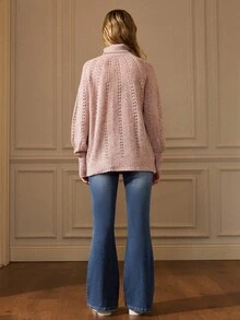 Écloséra Quần Jeans Nữ Ống Loe Lưng Thấp Cạp Thấp - Rửa tối - Xem 2