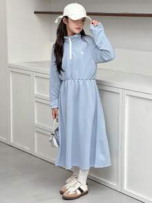 DAZY Tween Girls Knitted Collared Animal Embroidered Dress Fall,Winter - Grey - View 6