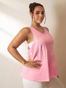 Gameset SHEIN Sport 大码女式宽松无袖休闲户外运动T恤 无袖健身上衣 曲线运动上衣 女式运动背心 大码曲线运动上衣 - 彩色 - 查看 5